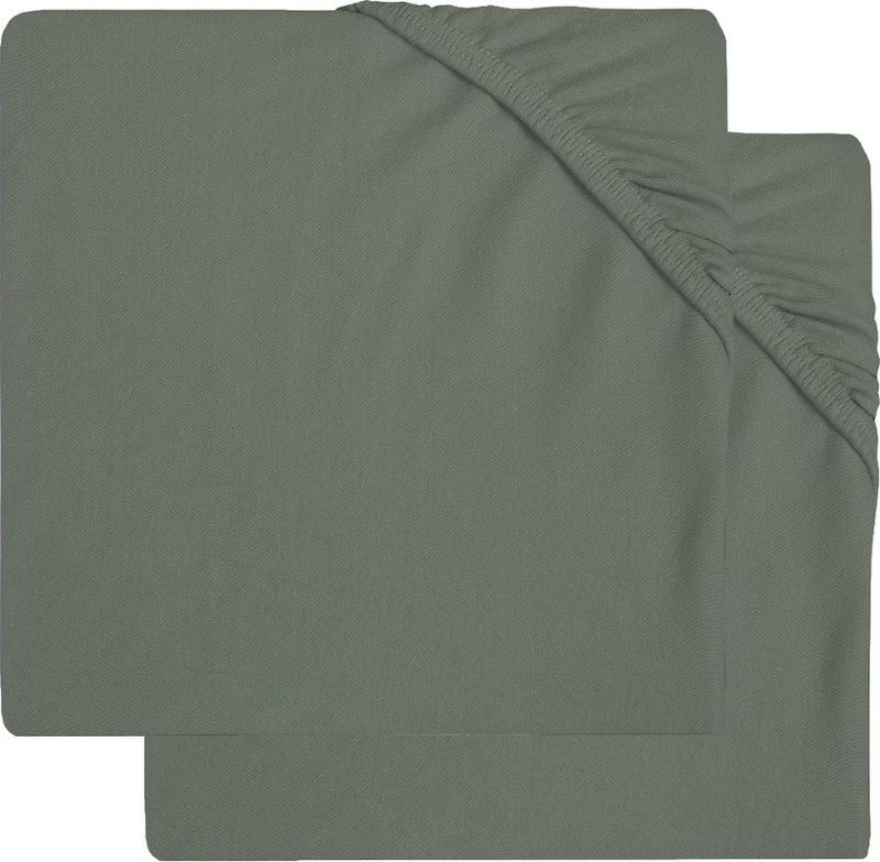Jollein - baby hoeslaken boxmatras jersey (ash green) - katoen - hoeslaken box - 2 stuks - 75x95cm