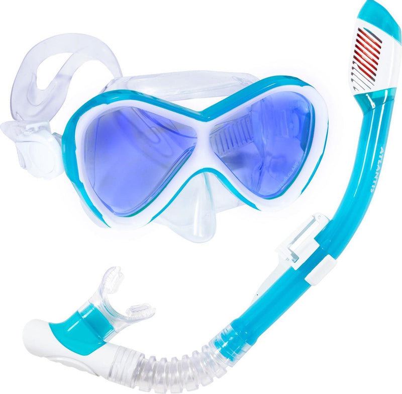 Atlantis abaco combo - snorkelset - duikbril - snorkel - kinderen - wit turquoise met uv lens