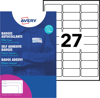 Avery badge etiket 63,5x29,6mm 20 vel 10 etiketen per vel wit