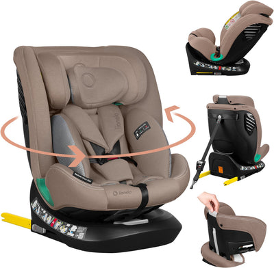 Lionelo bastiaan one i‑size autostoel – 4-in-1 isofix top tether – achterwaarts voorwaarts – 360° draaibare easyturn basis – verstelbare hoofdsteun memory foam – 40–150 cm – lange gebruik hoog veiligheidsniveau