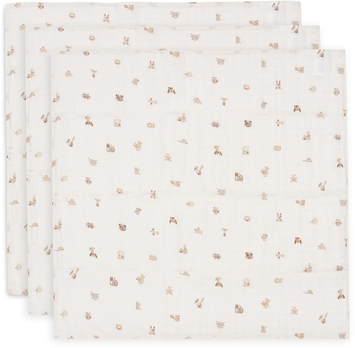 Jollein hydrofiele doek small - 70x70cm - animals friends - 3 stuks