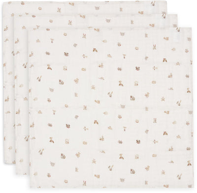 Jollein hydrofiele doek small - 70x70cm - animals friends - 3 stuks