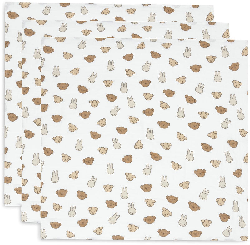Jollein hydrofiele doek small 70x70cm miffy and friends (3pack)