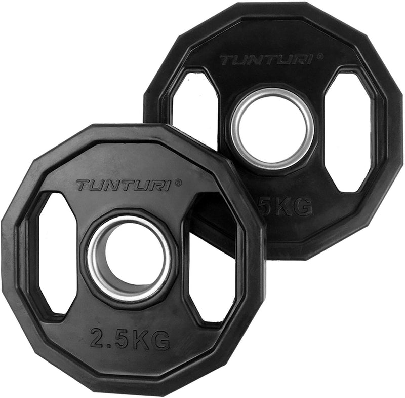 Tunturi olympische halterschijf - halter gewichten - 2x 2,50 kg - 50mm - rubber - incl. gratis fitness app