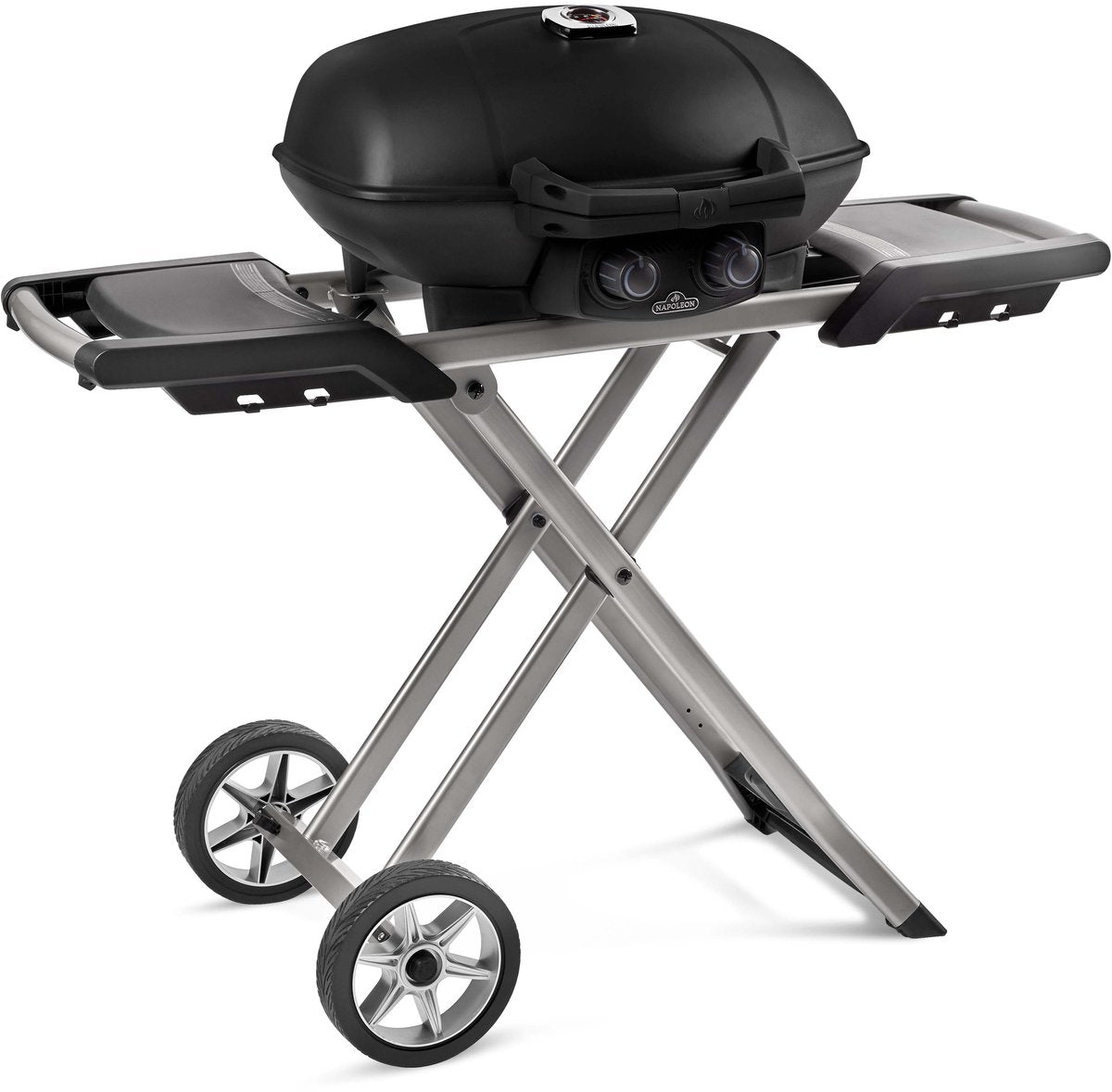 Napoleon travelq pro285x gasbarbecue met onderstel - draagbare bbq met zijtafels en thermometer