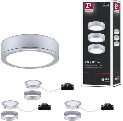 Paulmann led-onderkastverlichting pukk 3x3,5w 65 mm 3x210lm 230v rond chroom mat