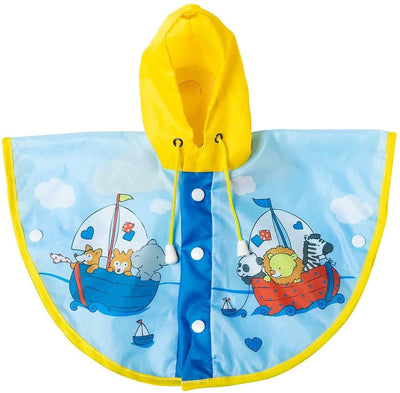 Heless regencape zeilen junior polyethyleen blauw mt 35-45 cm