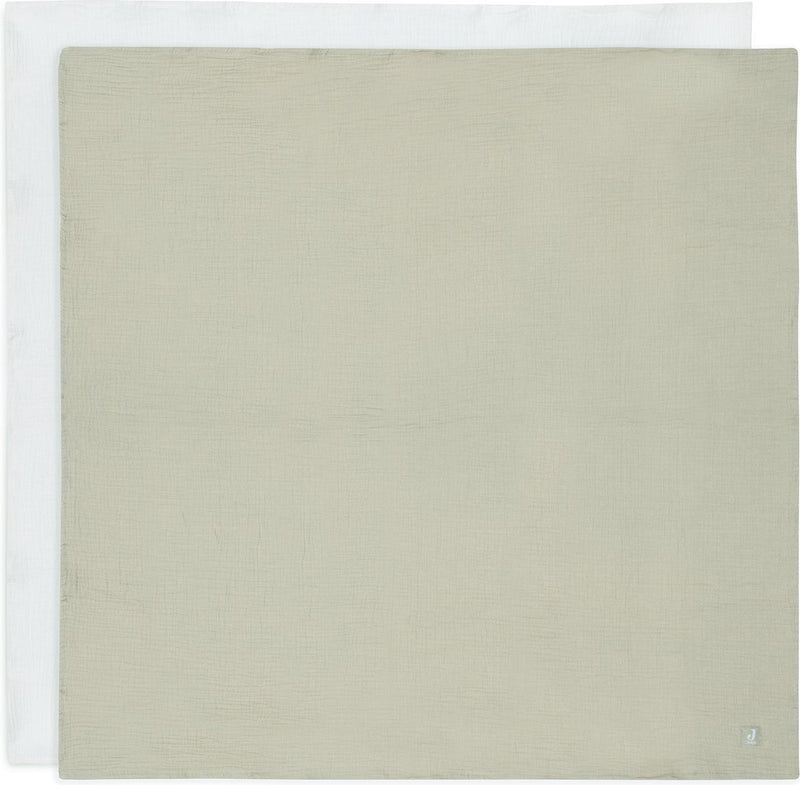 Jollein hydrofiele doek small - 70x70cm - olive green ivory - 4pack