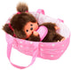 Monchhichi pluche pop met draagmand - 20 cm - schattig speelgoed.