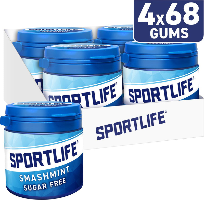 Sportlife smashmint pot - extreem frisse suikervrije kauwgom - 4x102g