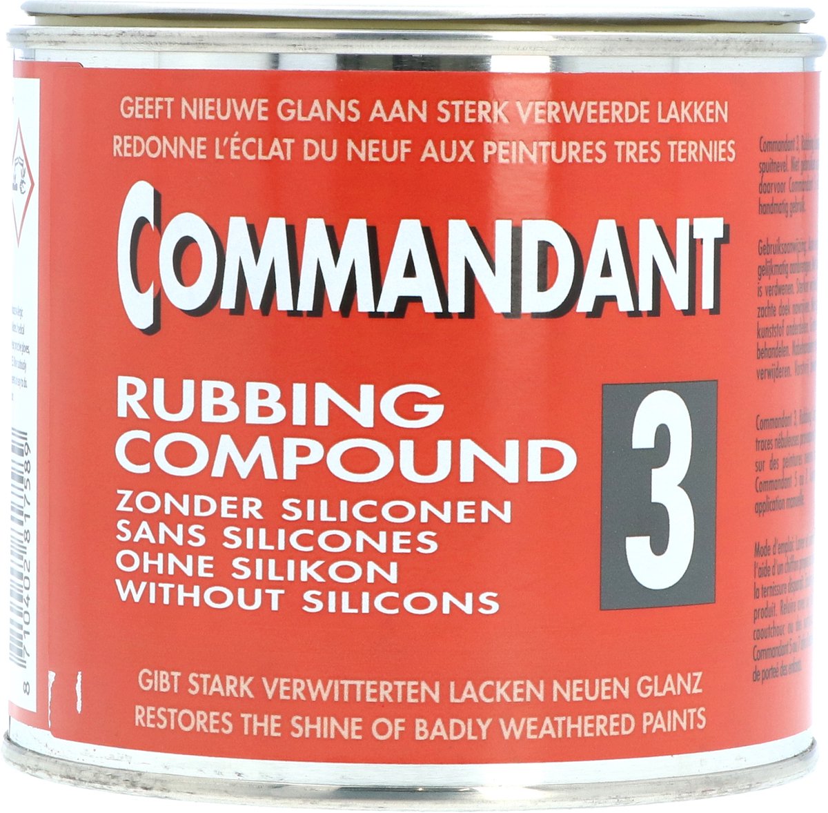 Commandant rubbing compound 3 - autolak reinigen - polijstmiddel - geeft nieuwe glans - siliconenvrij - inhoud 500g