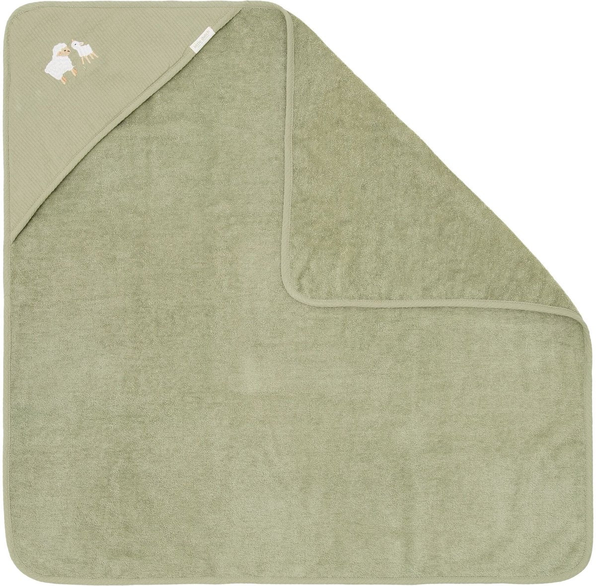 Little dutch badcape - geborduurd - groen - 100 x 100