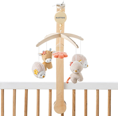 Nattou mila, lana en zoe - muziekmobiel - mobiel - one size - zand beige