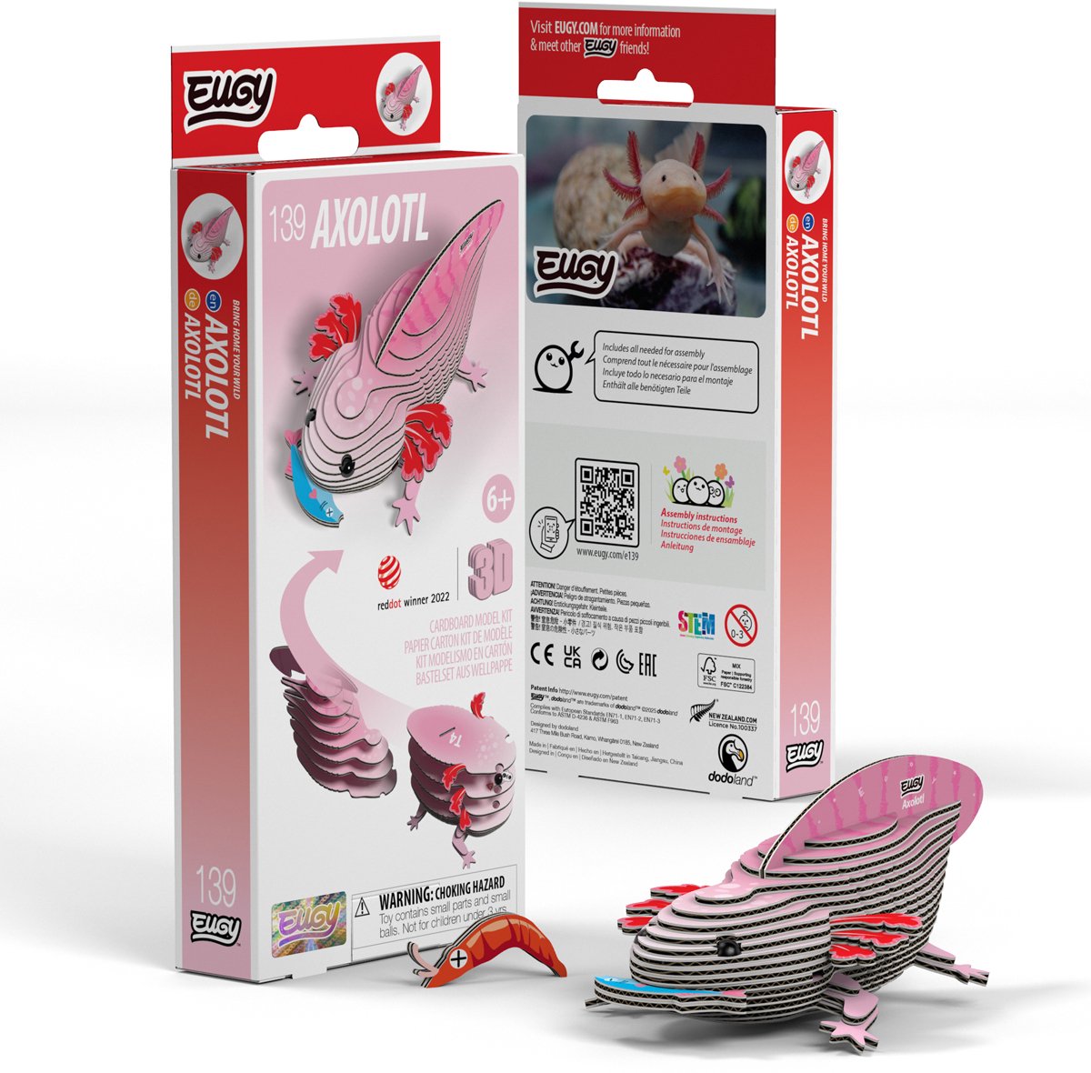 Eugy 3d puzzel - axolotl - zeedieren - duurzaam - verzamel ze allemaal - 6 jaar
