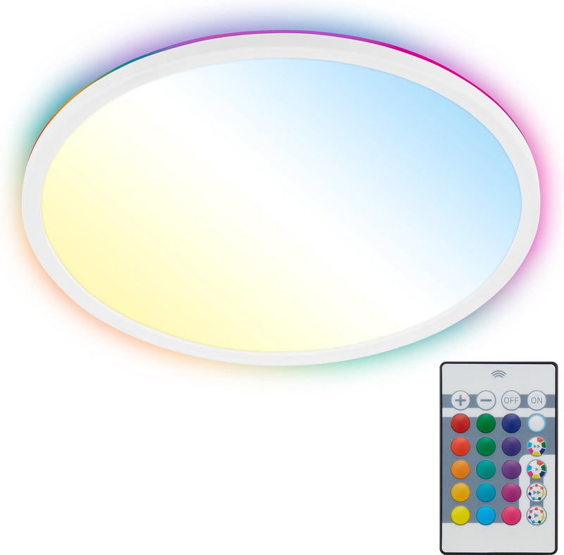 Briloner slim - rgbic plafondlamp led - plafonniere met afstandsbediening - rgb neutral wit licht - dimbaar - 22w - 24cm - wit