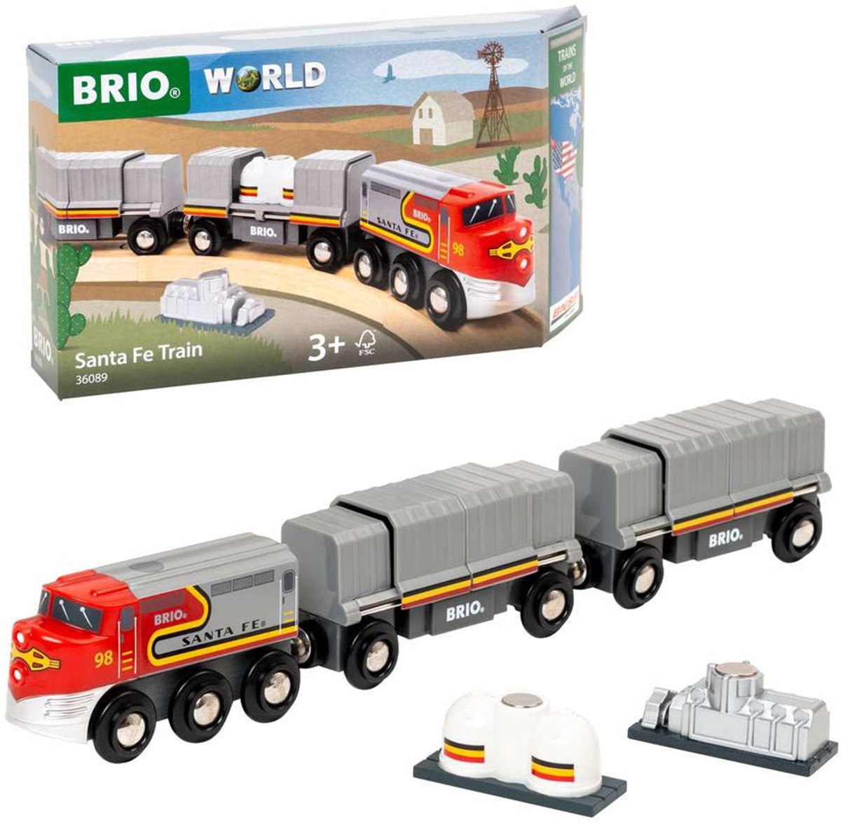 Brio - santa fe trein - treinen van de wereld - houten speelgoed