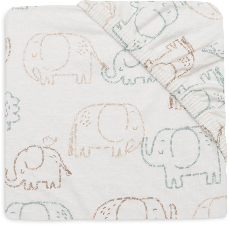 Jollein hoeslaken ledikant - 70 75x140 150cm - jersey - elephant tales