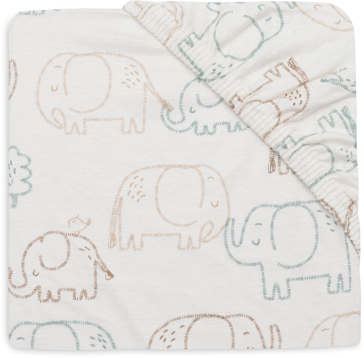 Jollein hoeslaken ledikant - 60x120cm - jersey - elephant tales