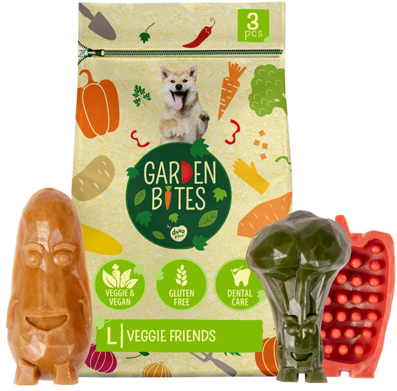 Garden bites duvoplus - veggie friends hondensnacks - hondensnoepjes - vegetarisch glutenvrij - large 3st