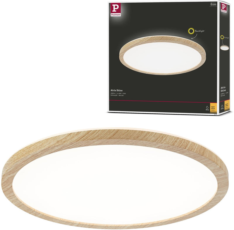 Paulmann led-paneel atria shine backlight ip44 rond 293 mm 16w 1600lm 3000k houtlook