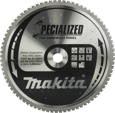 Makita ø 355mm asgat 30mm 80t cirkelzaagblad voor sandwichpaneel | specialized - b-33607