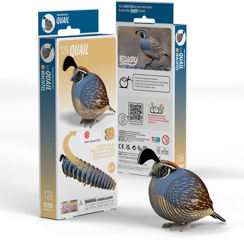 Eugy 3d puzzel - kwartel - vogels - duurzaam - verzamel ze allemaal - 6 jaar