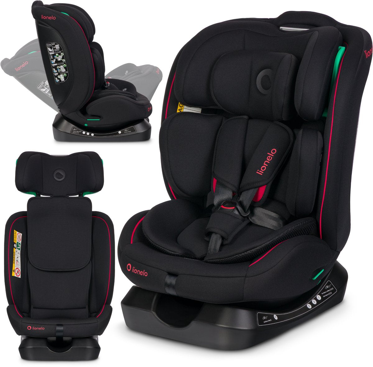 Lionelo aart i-size autostoel 4in1 – 40-150 cm (0-12 jaar) – rwf fwf – achterwaarts tot 105 cm – installatie met autogordel – memory foam hoofdsteun – 13 standen – kantelbaar – wasbare hoes – r129 gecertificeerd
