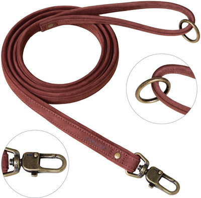 Peluvio regent – leren hondenriem – maat l – 2,5 cm breed – 1,7 m lang – voor grote en zeer grote honden – rundleer – koperen details – veiligheidssluiting – bruine hondenlijn l