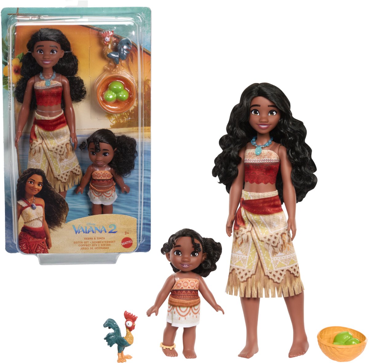 Mattel disney princess vaiana en simea zussenset - vaiana 2 - modepop