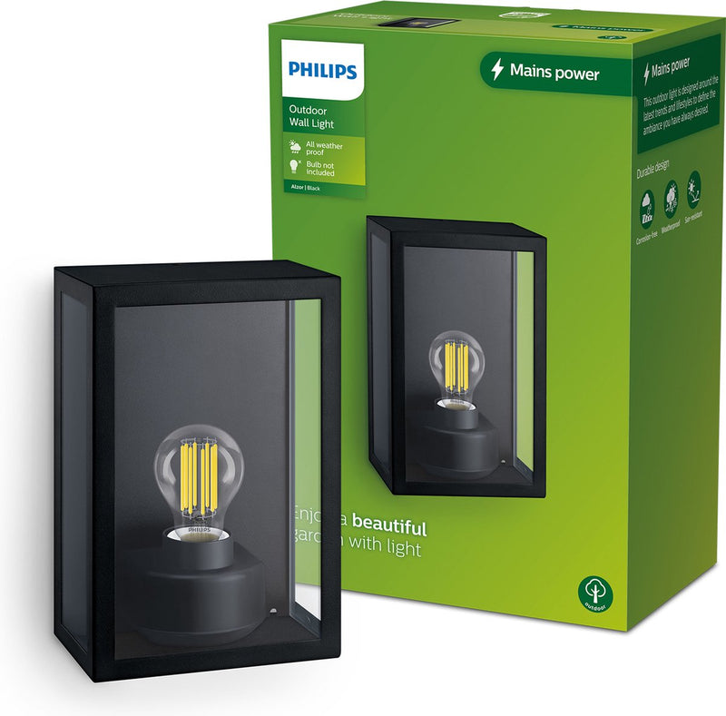 Philips alzor wandlamp - zwart - e27