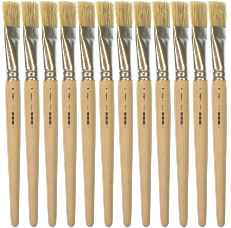 Kangaro lyonse penseel - maat 24 - kort ongelakt hout - doos a 12 stuks - k-840324