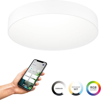 Eglo connect.z gallizzi-z smart plafondlamp - led - ø 49 cm - wit - instelbaar rgb wit licht - dimbaar - zigbee