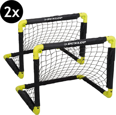 Dunlop voetbaldoel 50 x 44 x 44 cm - voetbaldoeltjes set van 2 - voetbalgoal opvouwbaar - voetbal goal makkelijk opbergen - voetbal training goals voor kinderen - kunststof - zwart geel