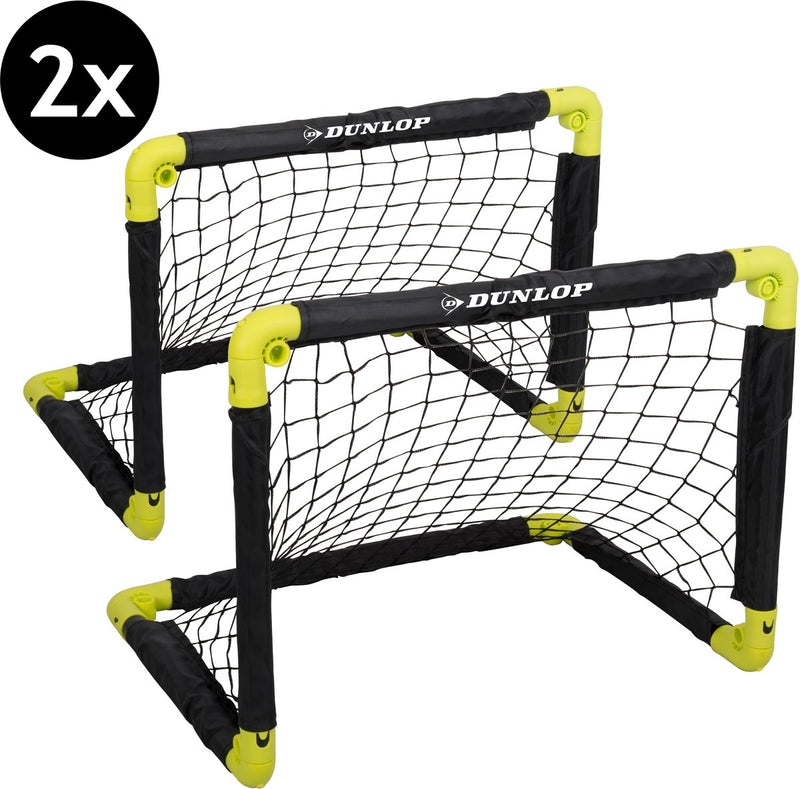 Dunlop voetbaldoel 50 x 44 x 44 cm - voetbaldoeltjes set van 2 - voetbalgoal opvouwbaar - voetbal goal makkelijk opbergen - voetbal training goals voor kinderen - kunststof - zwart geel