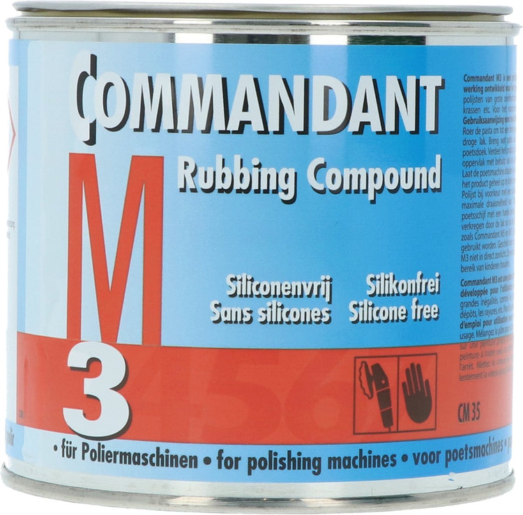 Commandant rubbing compound m3 - polijstpasta – hoge polijstende werking – verwijdert spuitnevel krassen - voor poetsmachine - siliconenvrij - 500gr
