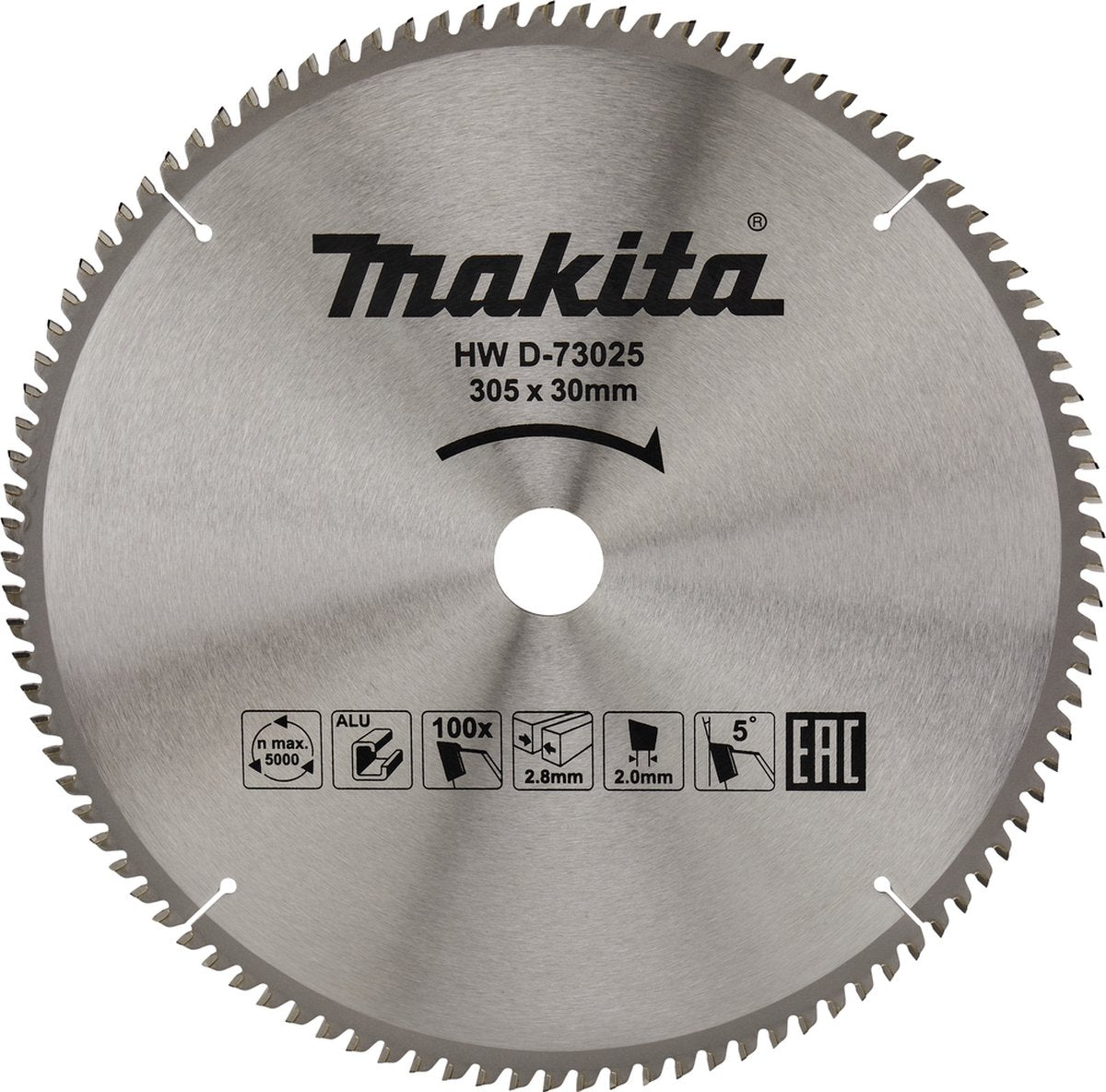 Makita afkortzaagblad voor aluminium | standaard | ø 305mm asgat 30mm 100t - d-73025