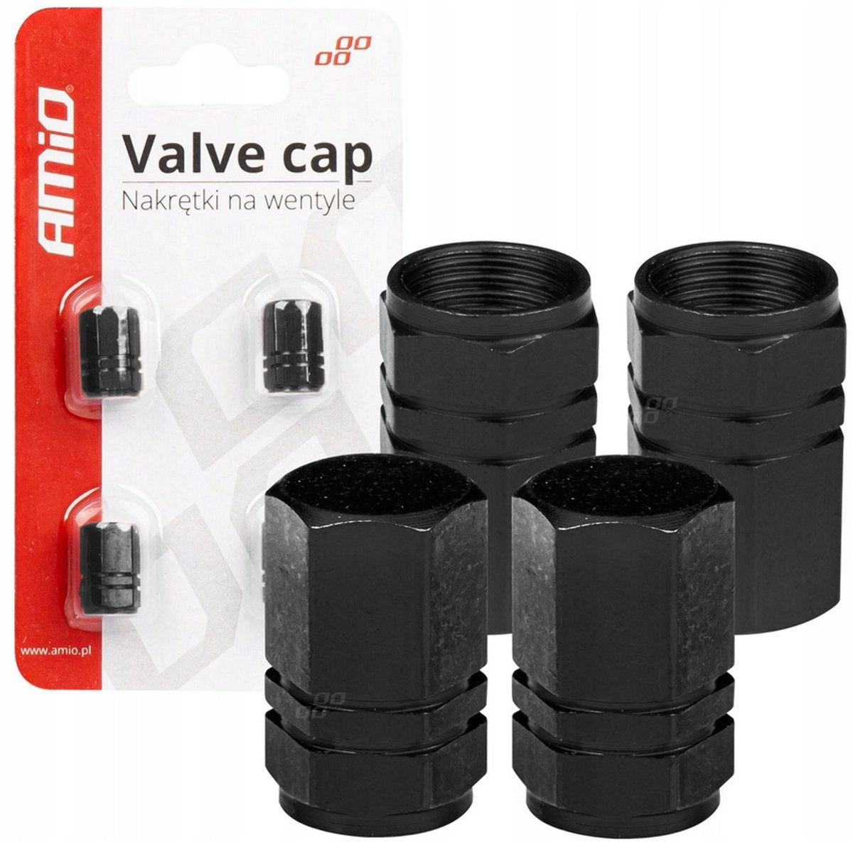 Amio universele ventieldoppen aluminium voor auto zwart (set)