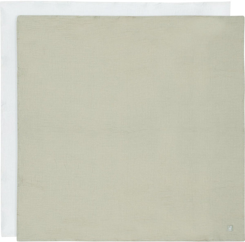 Jollein hydrofiele doek large - 115x115cm - olive green ivory - 2pack