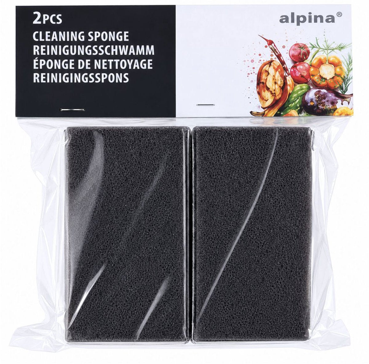 Merkloos sans marque grillsponsenset - 2 stuks - zwart - 12,5 x 7 x 4,5 cm - voor schoonmaken van grillroosters en barbecue [56258]