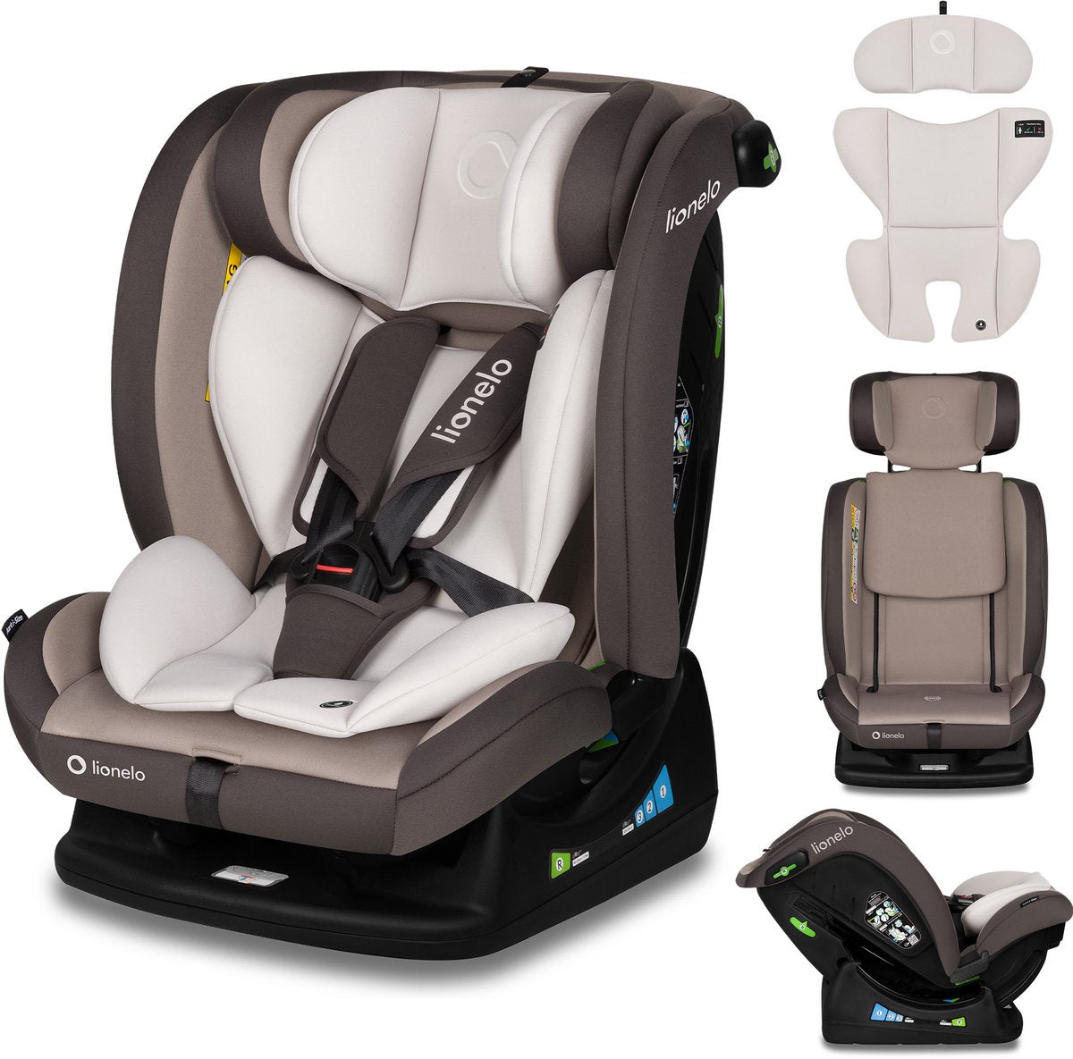 Lionelo aart i-size autostoel – voor kinderen 40-150 cm – 4in1 groep 0-1-2-3 – i-size r129 – voor- en achterwaarts (rwf tot 105 cm) – montage met autogordel – memory foam hoofdsteun – 13-standen – comfortinzet – wasbare hoes