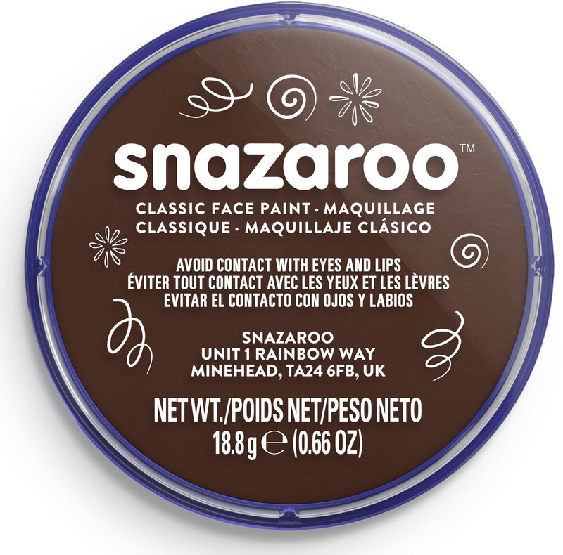 Snazaroo 1118999 - dark brown - 18ml aqua schmink kinderschmink voor kinderen en volwassenen