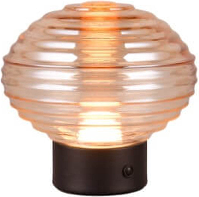 Rl live your light reality earl - tafellamp - zwart mat - incl. 1x smd 2w - touch functie - oplaadbaar - snoerloos - amber glas