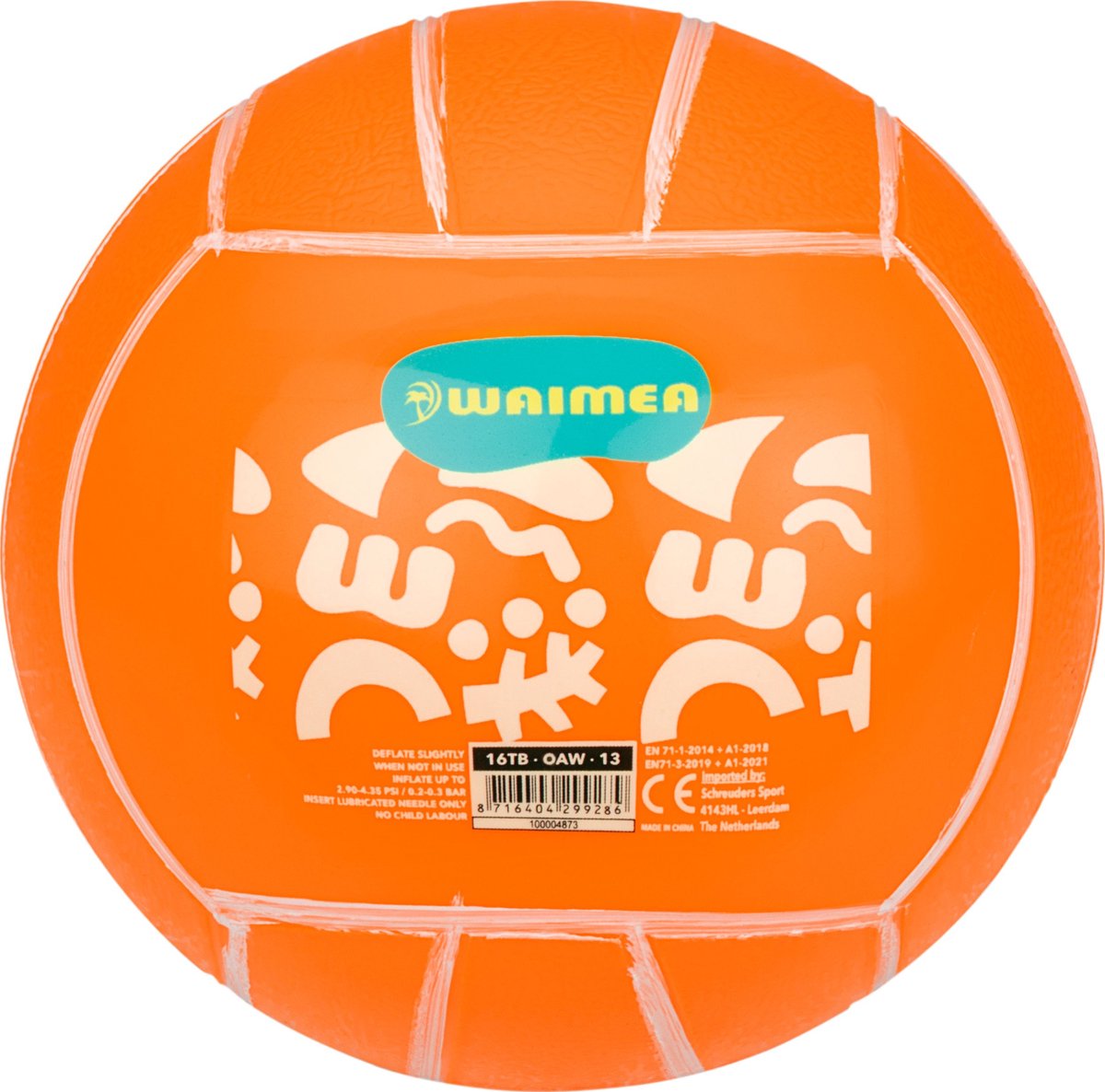 Waimea strandbal - pvc - 13 cm - fluororanje