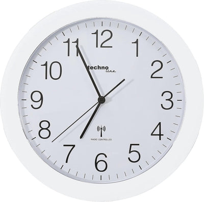 Technoline wt 8000 white - wandklok - analoog - rond - kunststof raam - radiogestuurde tijdsaanduiding - wit