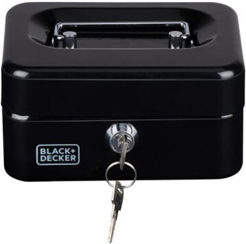 Black+decker geldkistje zwart met sleutel, 6 vakken