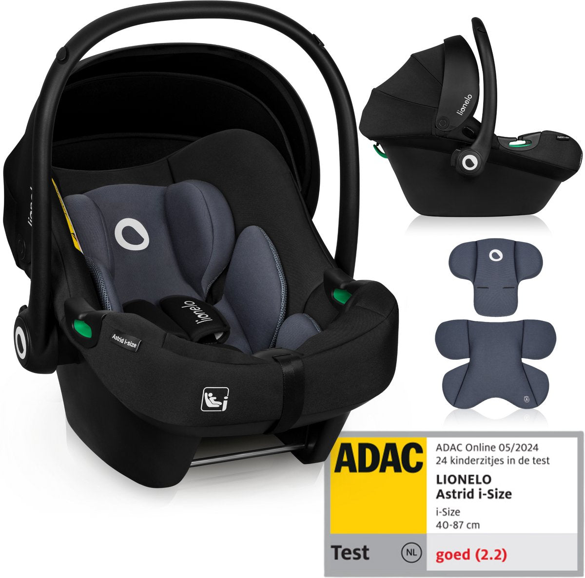 Lionelo astrid i-size autostoel – adac 5-sterren – 40-87 cm – rwf – memory foam – verstelbare hoofdsteun (7 cm) – holmbergs gordels – compatibel met isofix-base kinderwagen – i-size norm – licht veilig