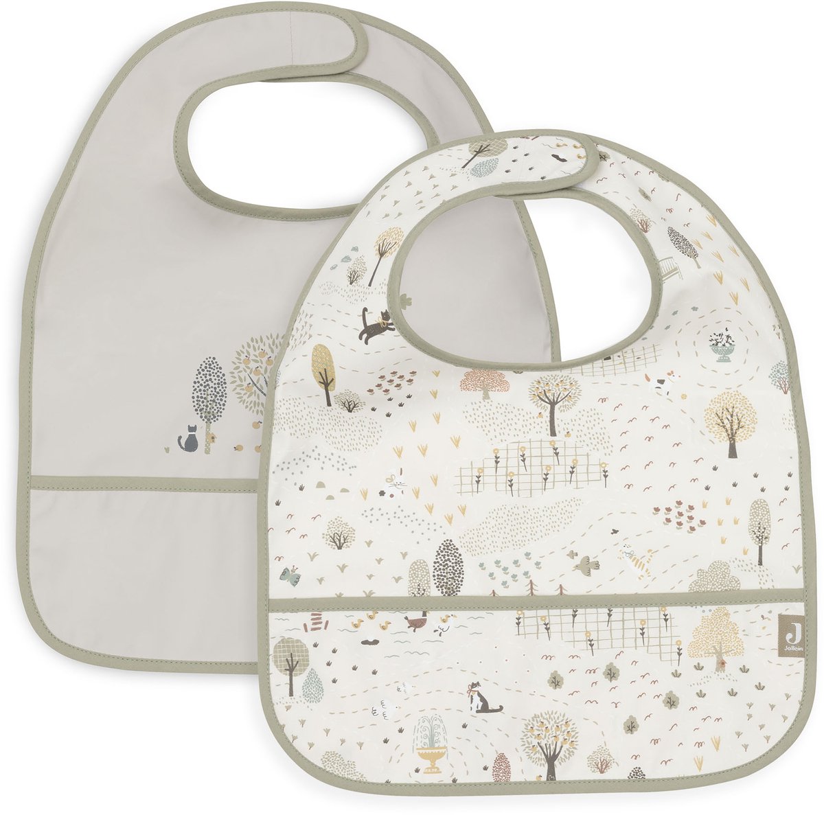 Jollein slabbetjes waterproof - 2 stuks - 30 cm - tiny park