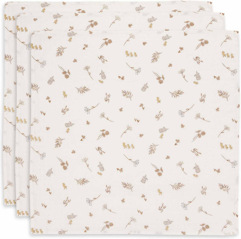 Jollein - hydrofiele doek small 70x70cm - spuugdoekjes - zacht katoen - 3 stuks - riverside