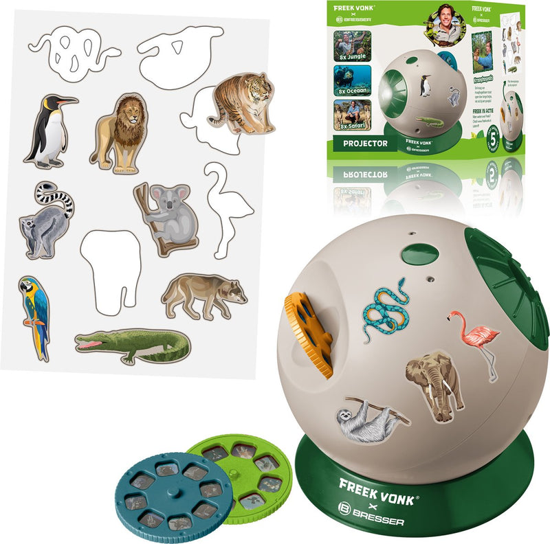 Bresser freek vonk x projector - 24 dia's van freek voor op de muur - 3 dia schijven - incl. stickers