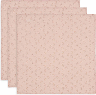 Jollein x nijntje - hydrofiele doek small 70x70cm - spuugdoekjes - zacht katoen - 3 stuks - miffy silhouettes wild rose